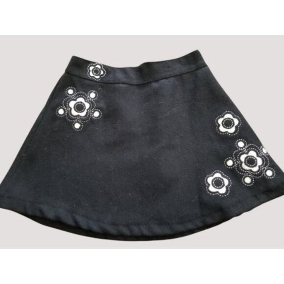 * JILLIAN’S CLOSET Black Floral Wool Blend Skirt Girls Size 5T Fully Lined - Picture 1 of 4